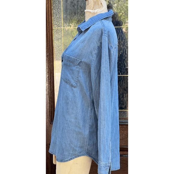 Cloth & Stone 100% Lyocell Chambray Collared "Denim" Long Sleeve Shirt - M - Picture 6 of 8